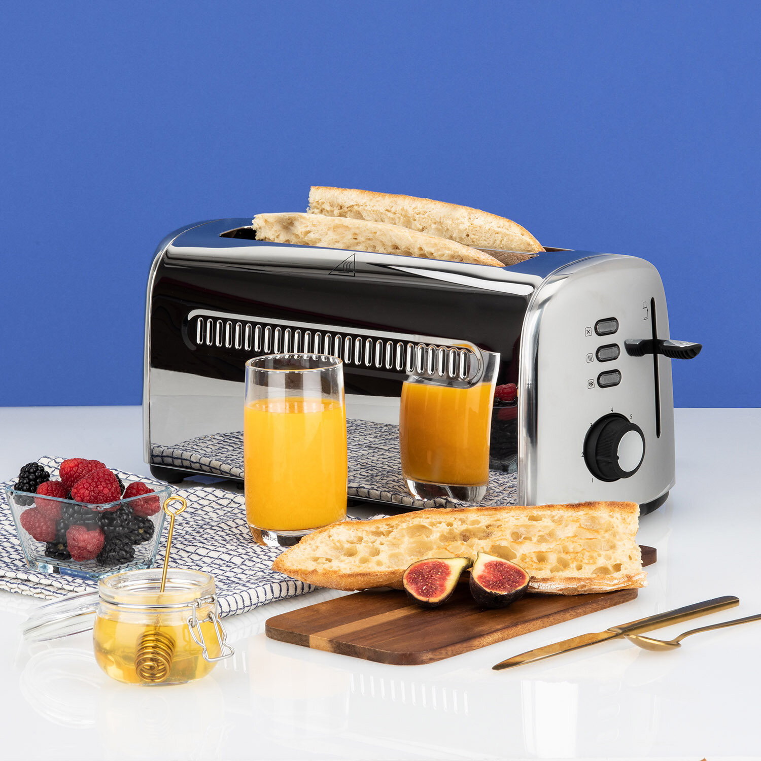 Ecode grille pain forte toaster touch. Contrôle tactile, 2 fentes larges, 7  niveaux de grillage, panneau ramasse miettes, dégivrage ECO-432 - Conforama